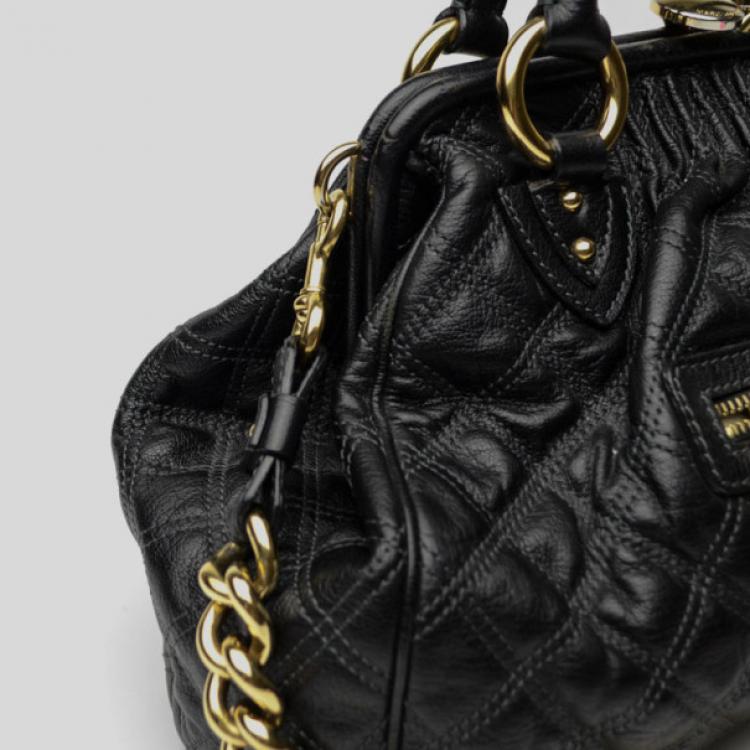 Pre Owned Marc Jacobs Black Quilted Leather Stam Satchel