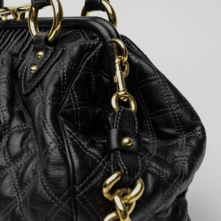 Pre Owned Marc Jacobs Black Quilted Leather Stam Satchel