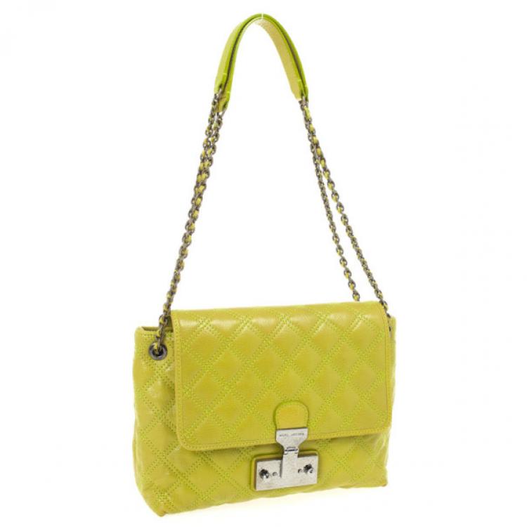 Pre Owned Marc Jacobs Acid Green Baroque Single Large Shoulder Bag