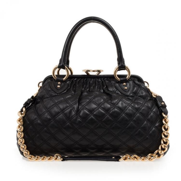 Pre Owned Marc Jacobs Black Quilted Leather Stam Satchel