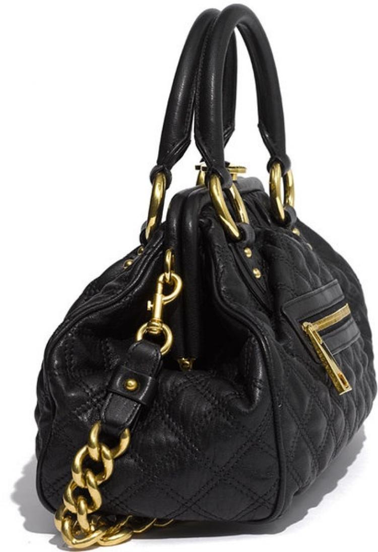 Pre Owned Marc Jacobs Black Quilted Leather Stam Satchel