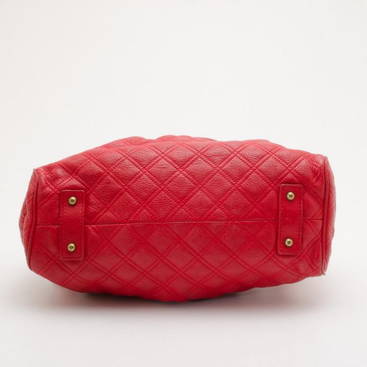 Pre Owned Marc Jacobs Cherry Red Quilted Leather Stam Bag