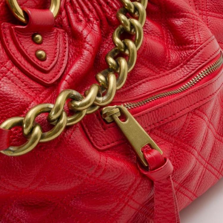 Pre Owned Marc Jacobs Cherry Red Quilted Leather Stam Bag