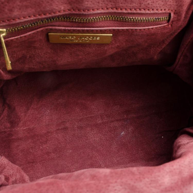 Pre Owned Marc Jacobs Cherry Red Quilted Leather Stam Bag