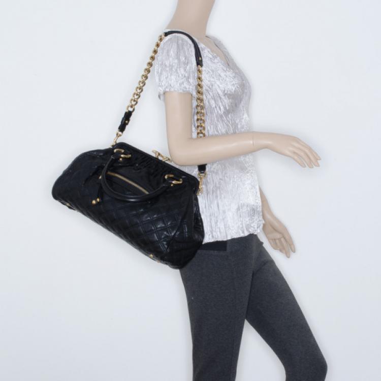 Pre Owned Marc Jacobs Black Quilted Leather Stam Satchel