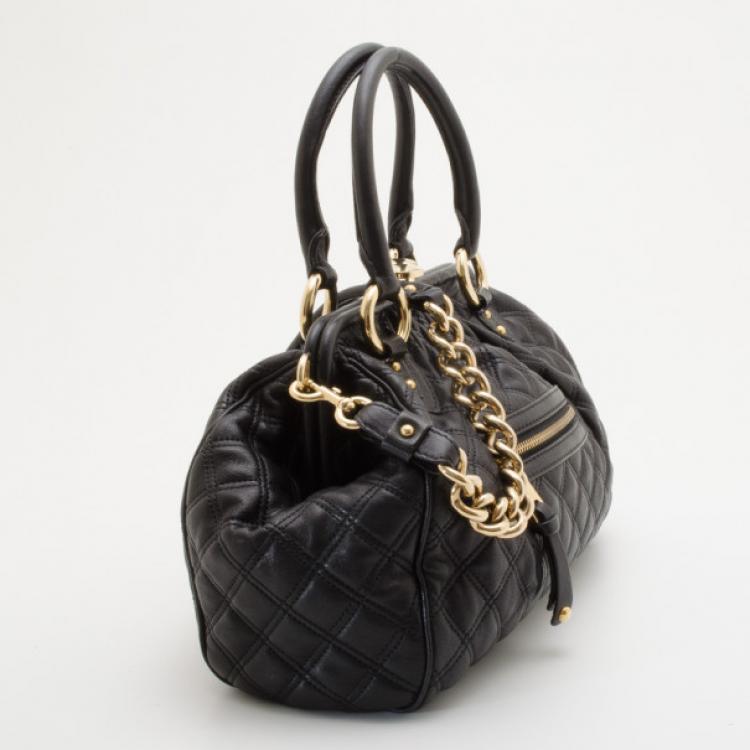 Pre Owned Marc Jacobs Black Quilted Leather Stam Satchel