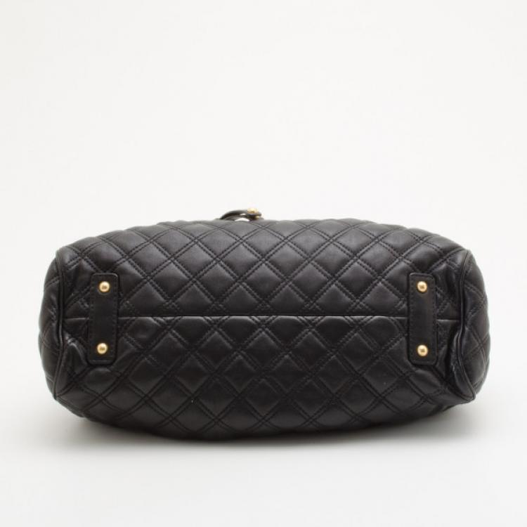 Pre Owned Marc Jacobs Black Quilted Leather Stam Satchel