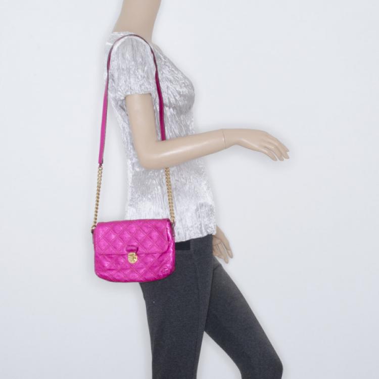 Pre Owned Marc Jacobs Metallic Pink Quilted Clutch 