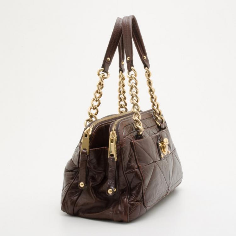 Pre Owned Marc Jacobs Brown Quilted Satchel