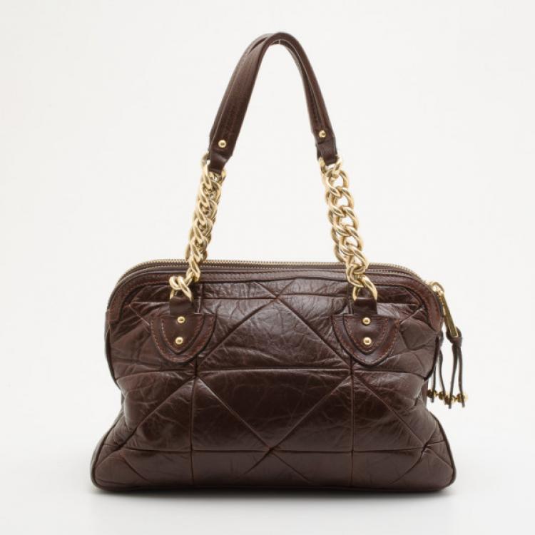 Pre Owned Marc Jacobs Brown Quilted Satchel