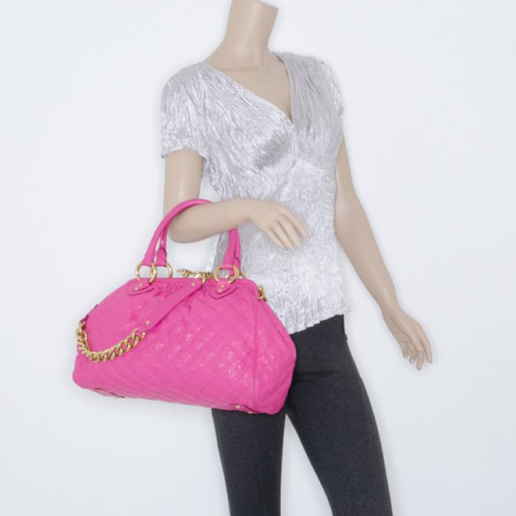 Pre Owned Marc Jacobs Quilted Hot Pink Stam Satchel