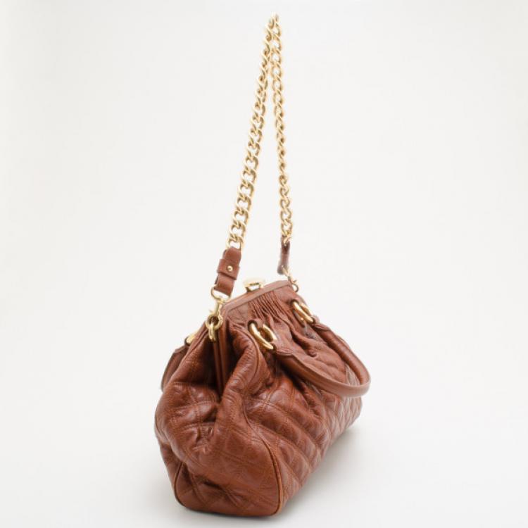 Pre Owned Marc Jacobs Brown Quilted Leather Stam Satchel