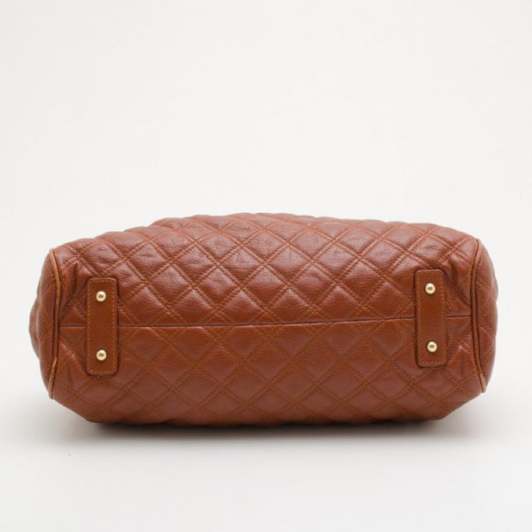 Pre Owned Marc Jacobs Brown Quilted Leather Stam Satchel