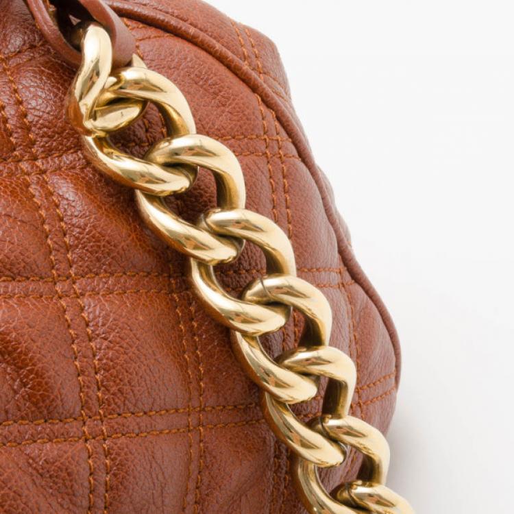 Pre Owned Marc Jacobs Brown Quilted Leather Stam Satchel