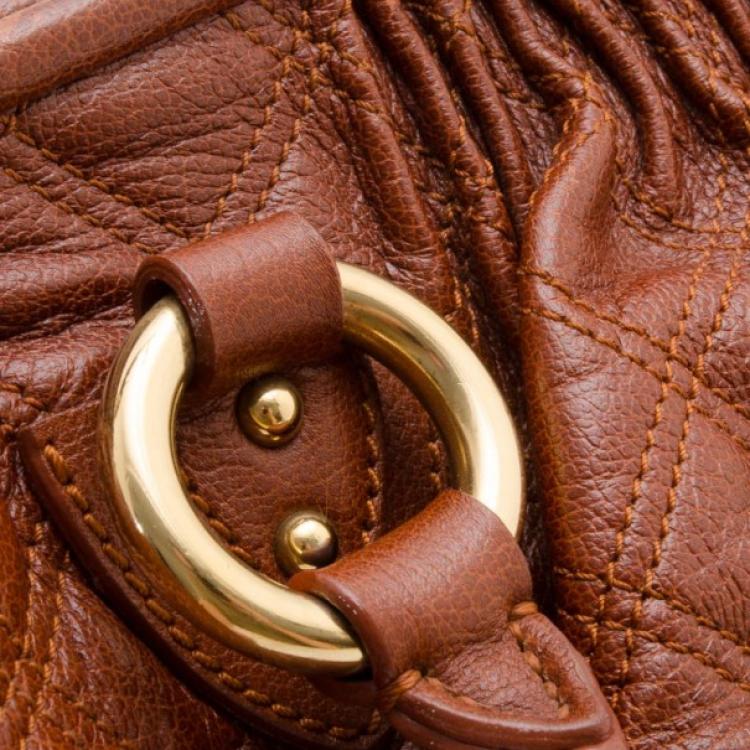 Pre Owned Marc Jacobs Brown Quilted Leather Stam Satchel