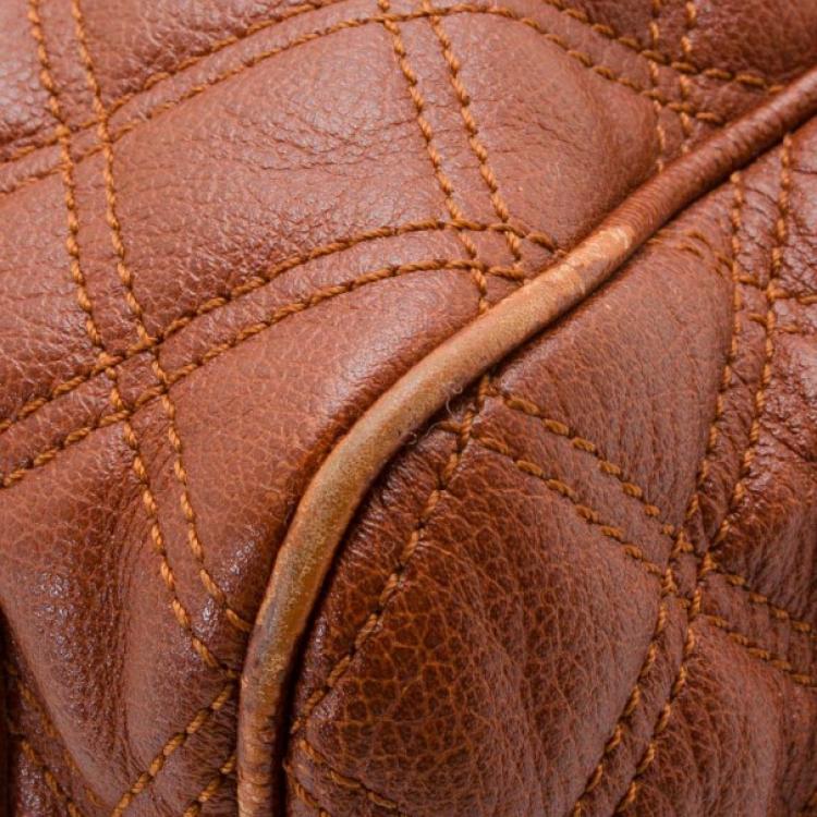 Pre Owned Marc Jacobs Brown Quilted Leather Stam Satchel
