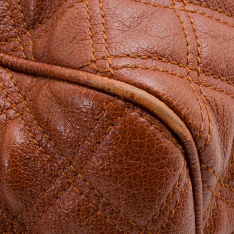 Pre Owned Marc Jacobs Brown Quilted Leather Stam Satchel