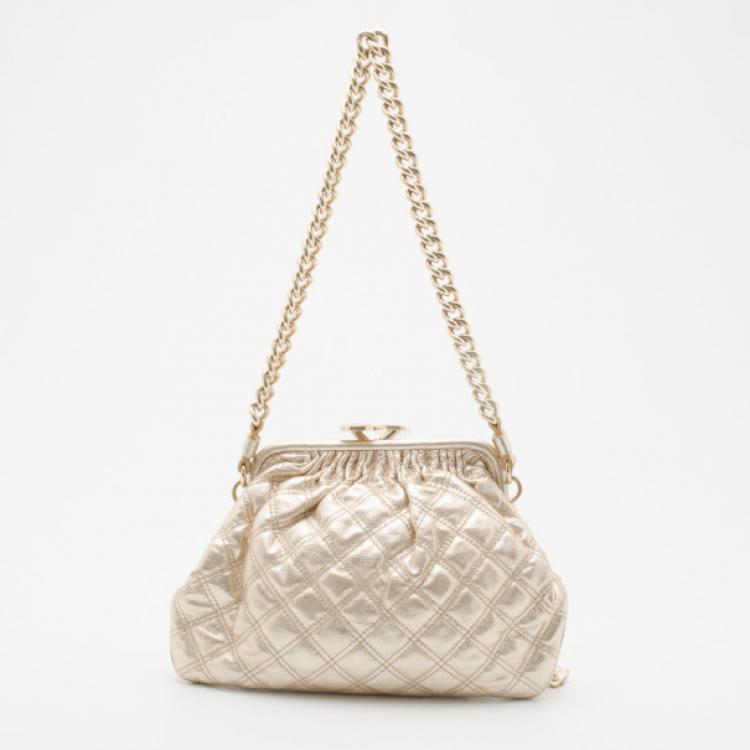 Pre Owned Marc Jacobs Metallic Pale Gold Little Stam
