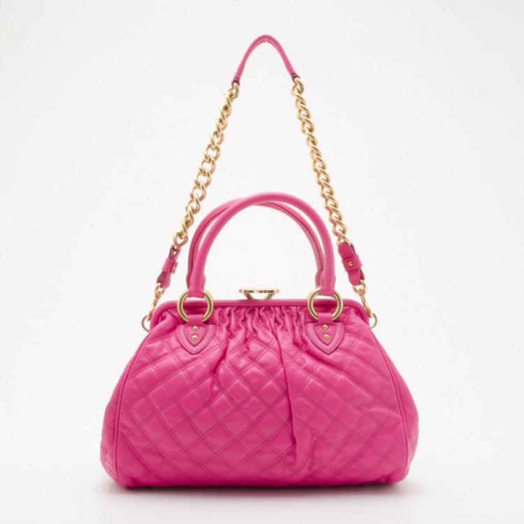 Pre Owned Marc Jacobs Quilted Hot Pink Stam Satchel