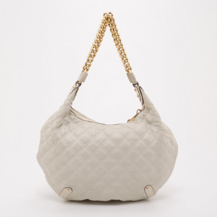 Pre Owned Marc Jacobs Cream Quilted Banana Hobo 
