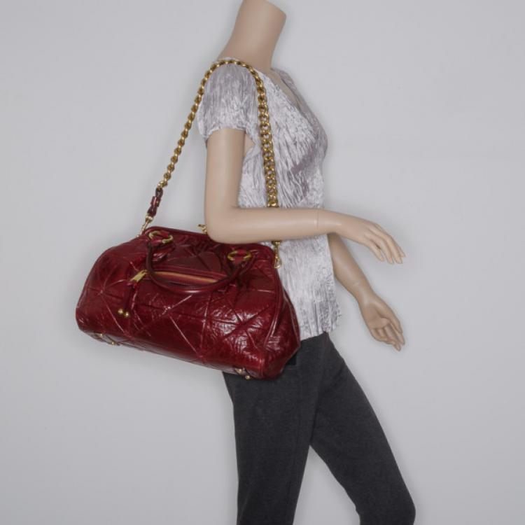 Pre Owned Marc Jacobs Burgundy Patchwork Stam Satchel