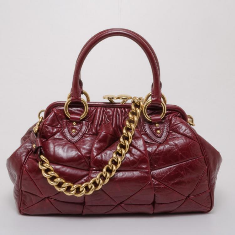 Pre Owned Marc Jacobs Burgundy Patchwork Stam Satchel