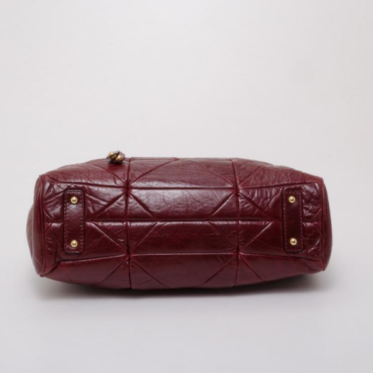 Pre Owned Marc Jacobs Burgundy Patchwork Stam Satchel