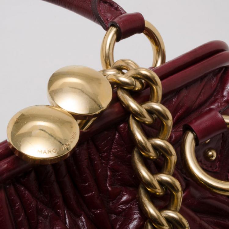 Pre Owned Marc Jacobs Burgundy Patchwork Stam Satchel
