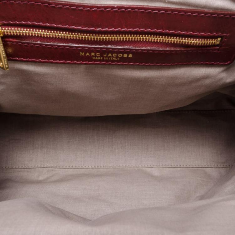 Pre Owned Marc Jacobs Burgundy Patchwork Stam Satchel