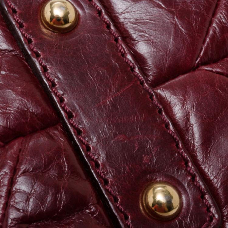 Pre Owned Marc Jacobs Burgundy Patchwork Stam Satchel
