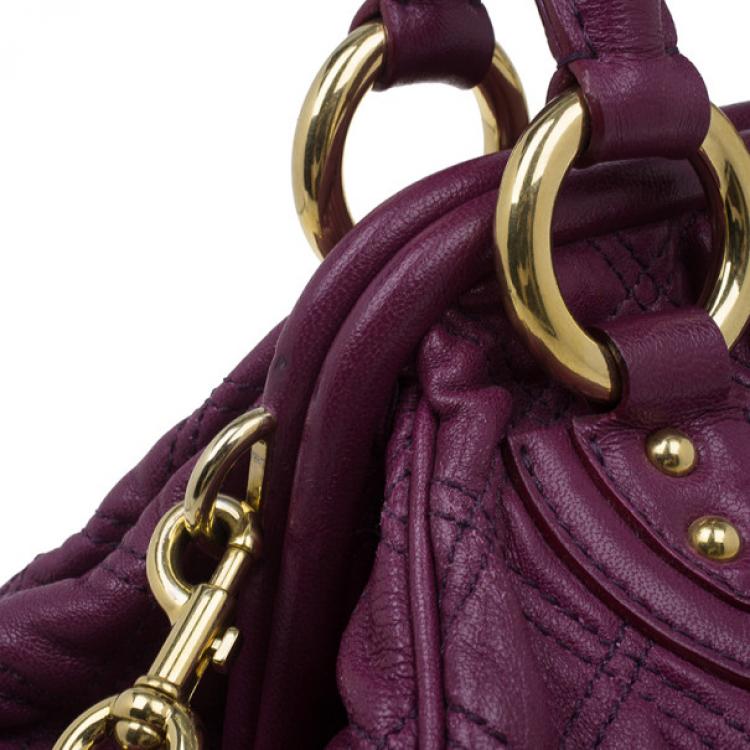 Pre Owned Marc Jacobs Purple Quilted Leather Stam Satchel