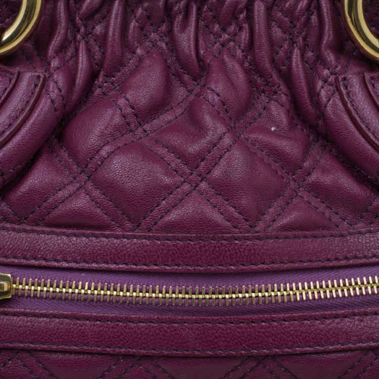 Pre Owned Marc Jacobs Purple Quilted Leather Stam Satchel