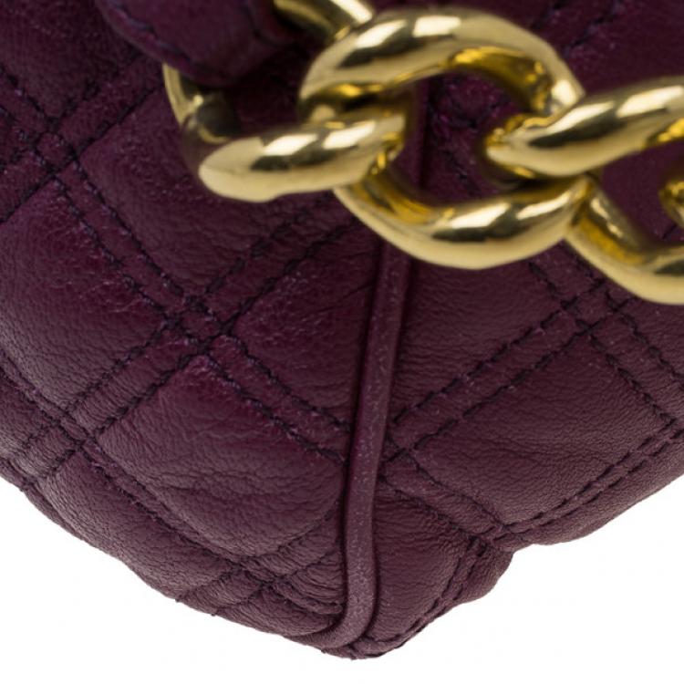 Pre Owned Marc Jacobs Purple Quilted Leather Stam Satchel