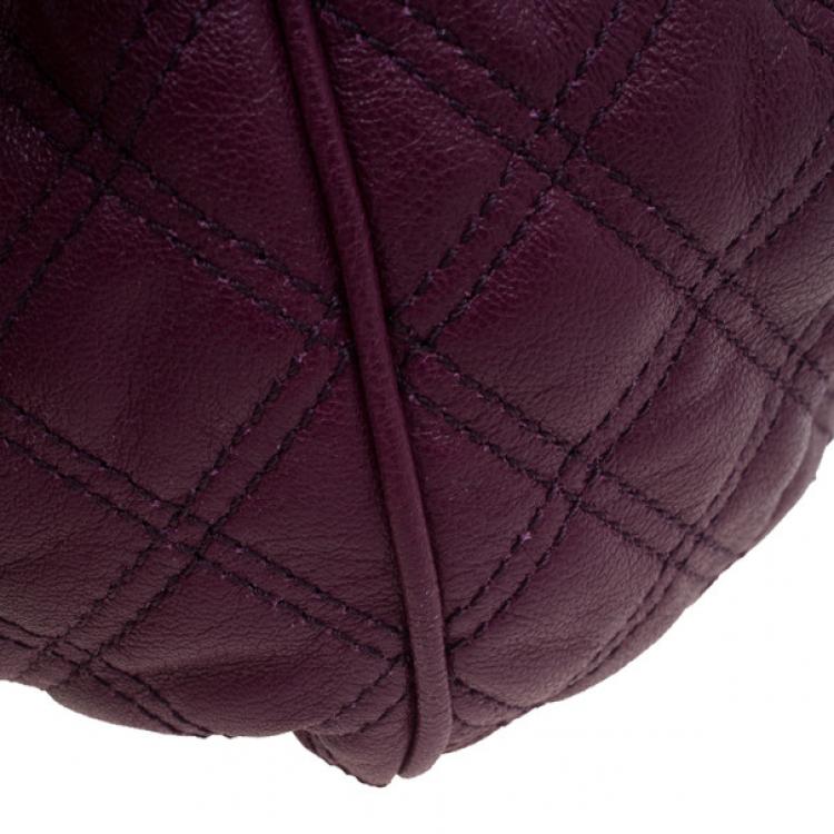 Pre Owned Marc Jacobs Purple Quilted Leather Stam Satchel