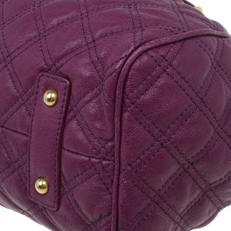 Pre Owned Marc Jacobs Purple Quilted Leather Stam Satchel