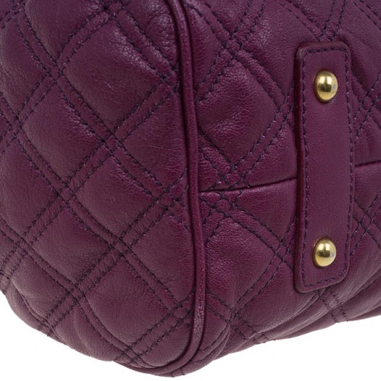 Pre Owned Marc Jacobs Purple Quilted Leather Stam Satchel