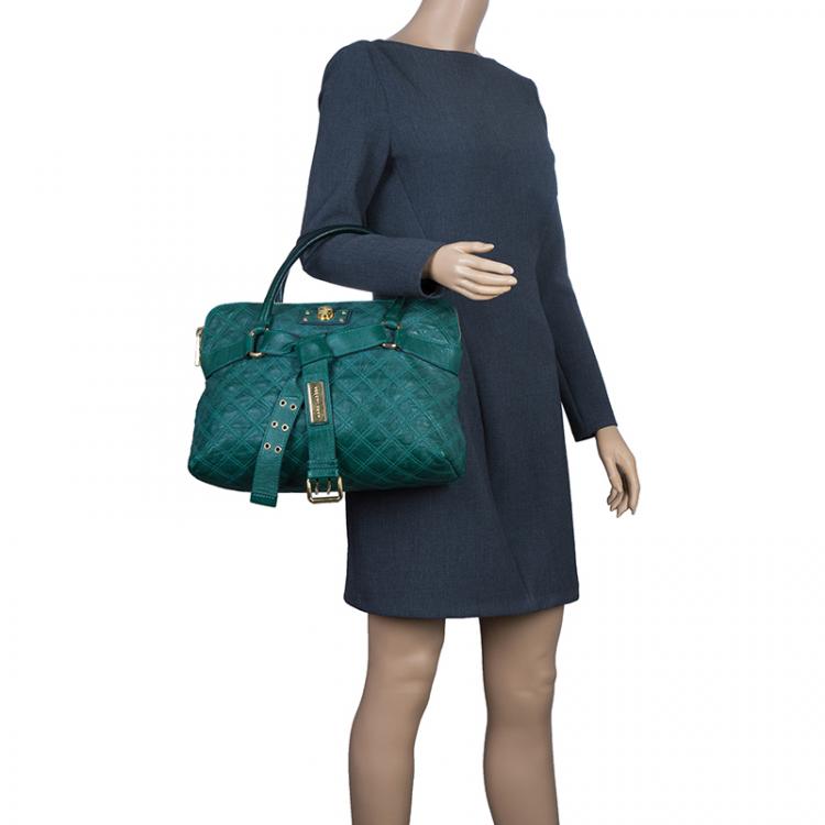 Pre Owned Marc Jacobs Green Quilted Leather Bruna Belted Tote