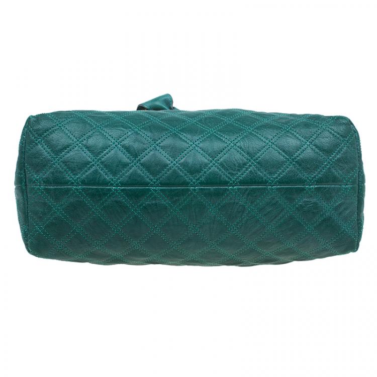 Pre Owned Marc Jacobs Green Quilted Leather Bruna Belted Tote