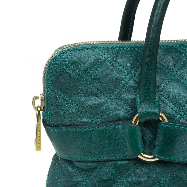Pre Owned Marc Jacobs Green Quilted Leather Bruna Belted Tote