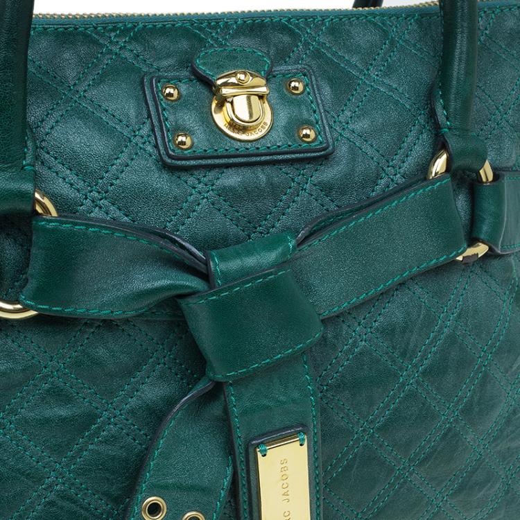 Pre Owned Marc Jacobs Green Quilted Leather Bruna Belted Tote