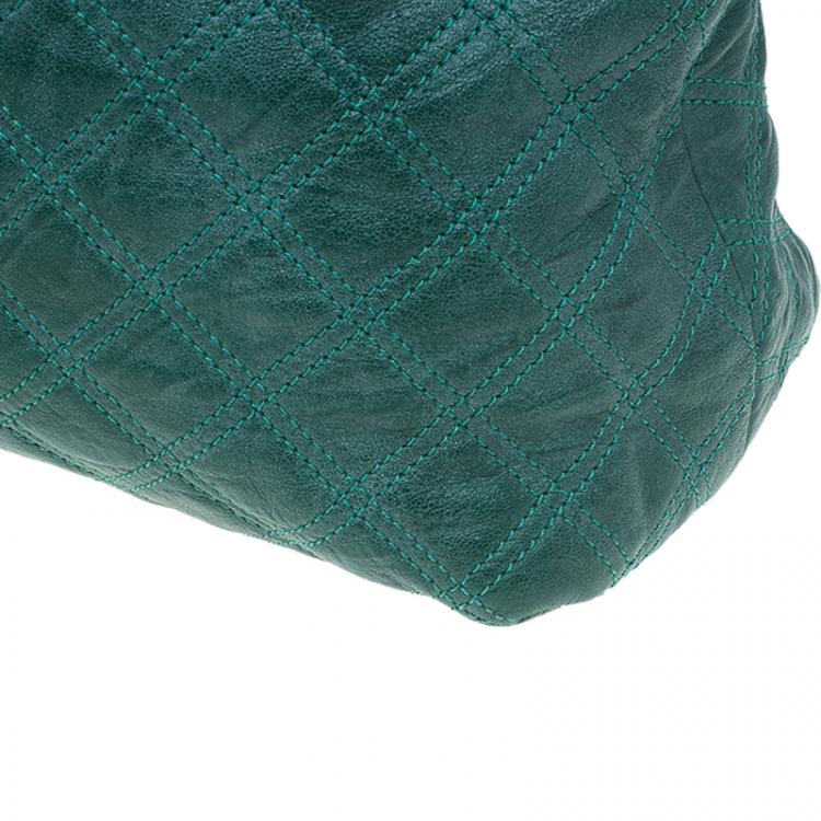 Pre Owned Marc Jacobs Green Quilted Leather Bruna Belted Tote