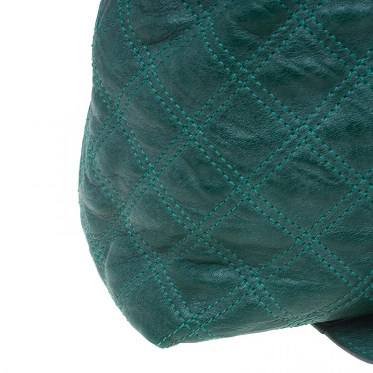 Pre Owned Marc Jacobs Green Quilted Leather Bruna Belted Tote
