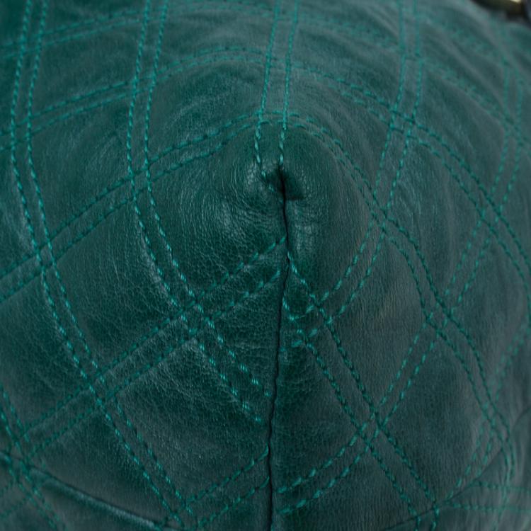 Pre Owned Marc Jacobs Green Quilted Leather Bruna Belted Tote