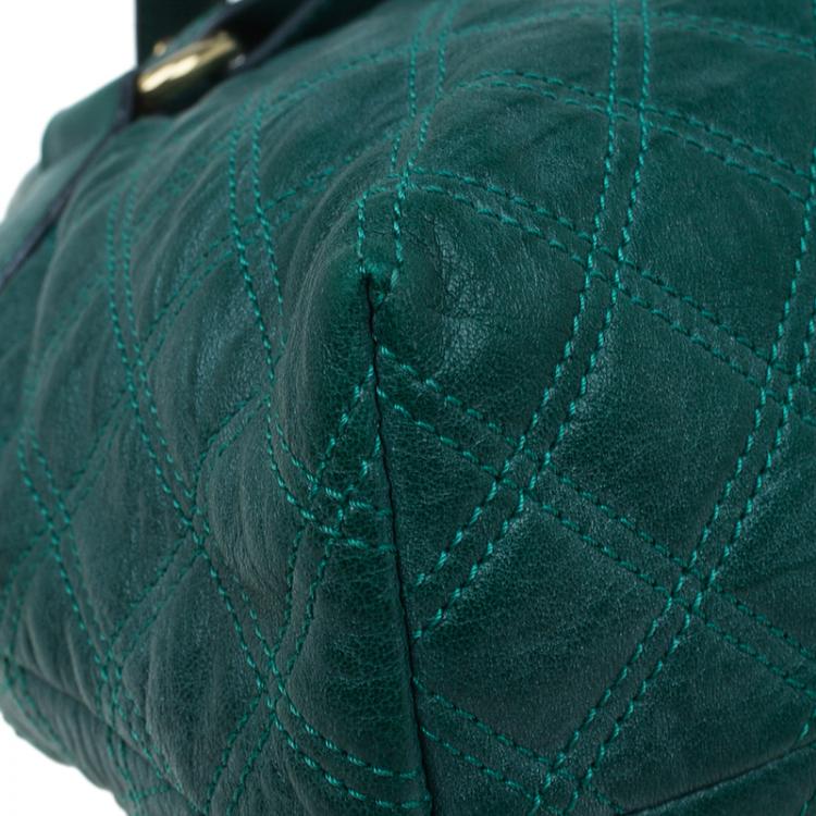 Pre Owned Marc Jacobs Green Quilted Leather Bruna Belted Tote