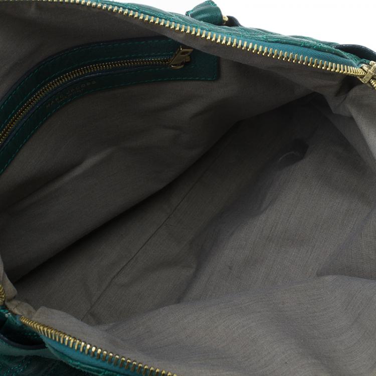 Pre Owned Marc Jacobs Green Quilted Leather Bruna Belted Tote