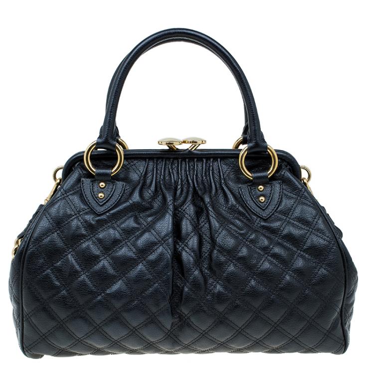 Pre Owned Marc Jacobs Black Quilted Leather Stam Satchel