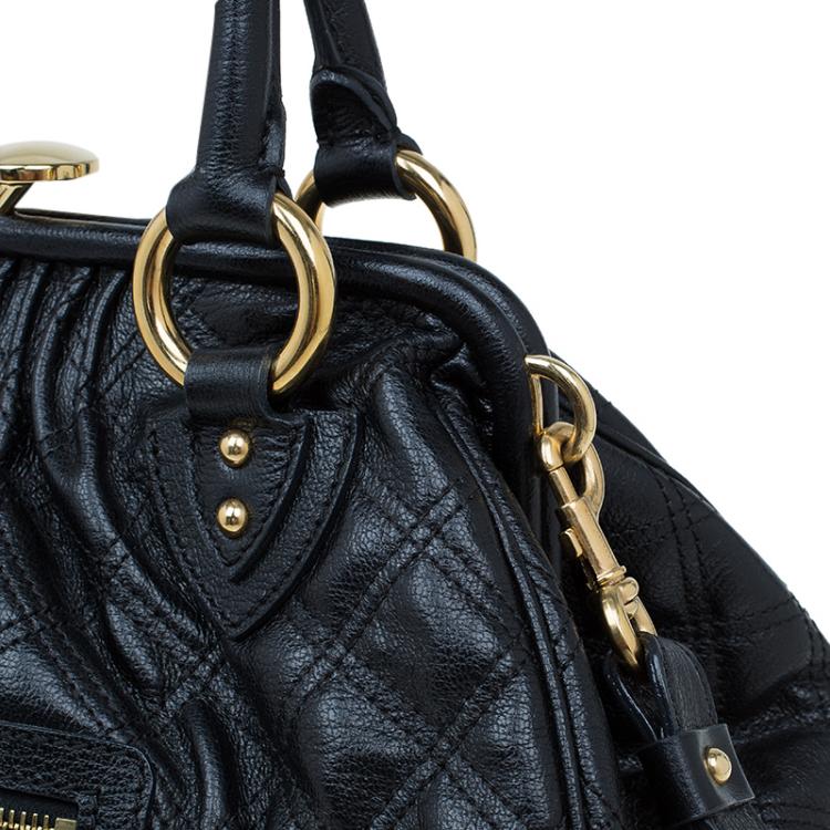 Pre Owned Marc Jacobs Black Quilted Leather Stam Satchel
