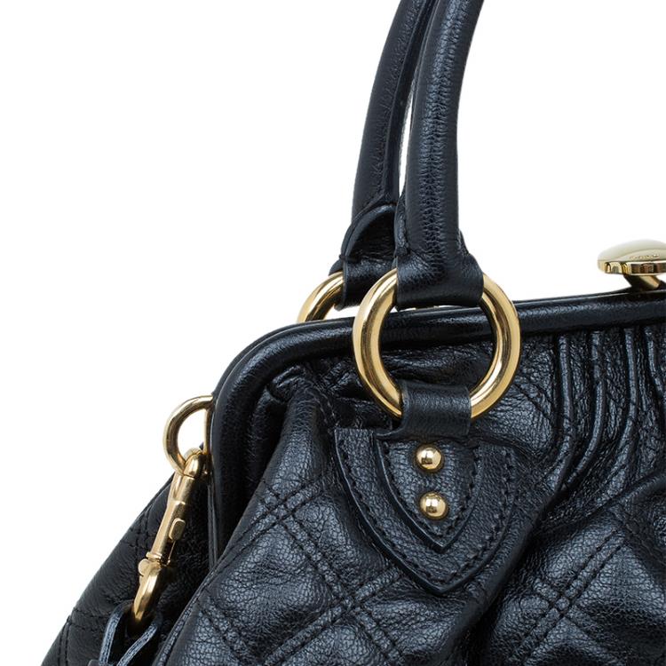 Pre Owned Marc Jacobs Black Quilted Leather Stam Satchel