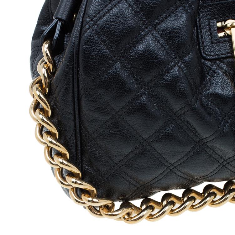 Pre Owned Marc Jacobs Black Quilted Leather Stam Satchel