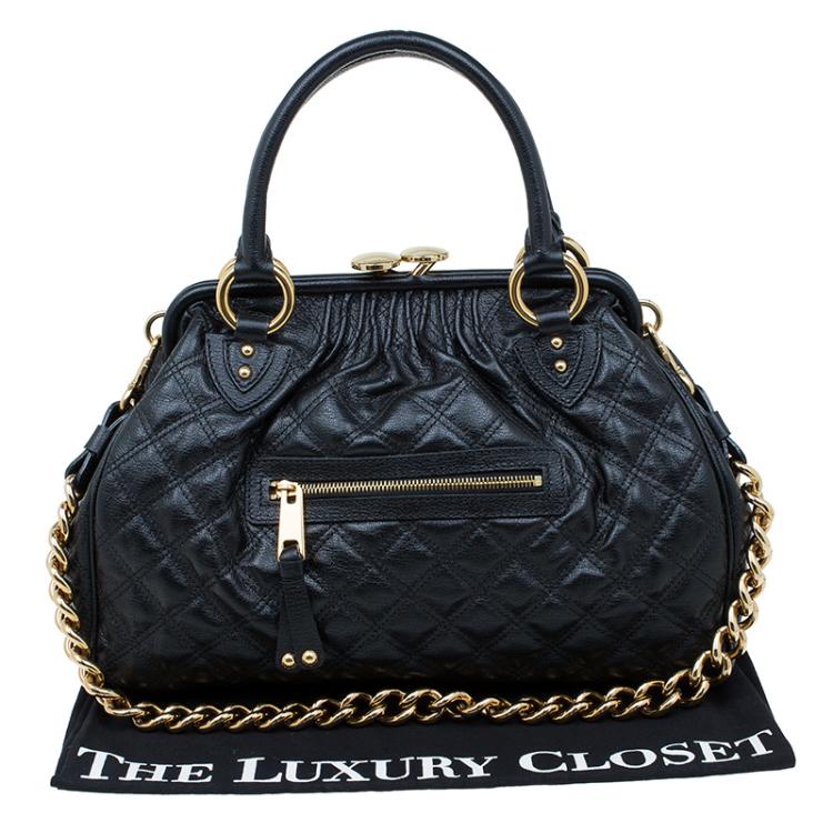 Pre Owned Marc Jacobs Black Quilted Leather Stam Satchel